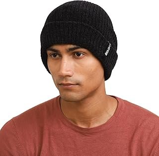 Woolen Cable Knit Thermal Cap – Black