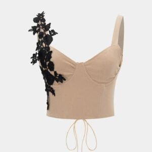 Tie Back Patchwork Tie-Up Cami Top Micas