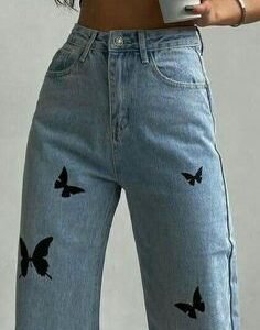 Black Butterfly Jeans straight fit